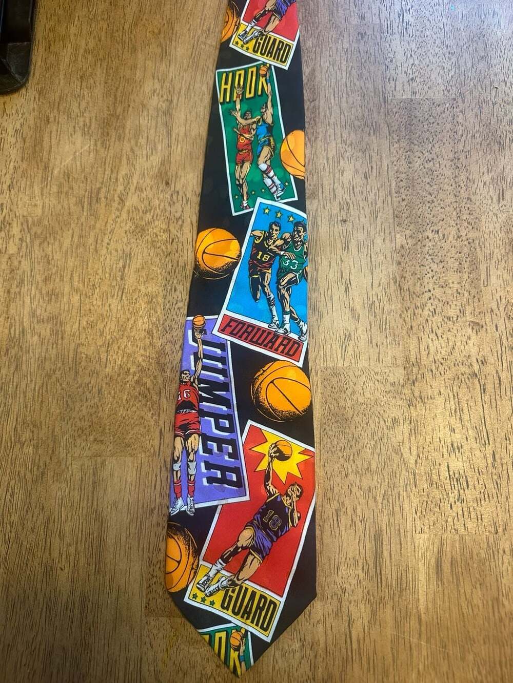 Addiction 100% Silk Handmade Basketball Motif Comic Style Vintage Neck Tie